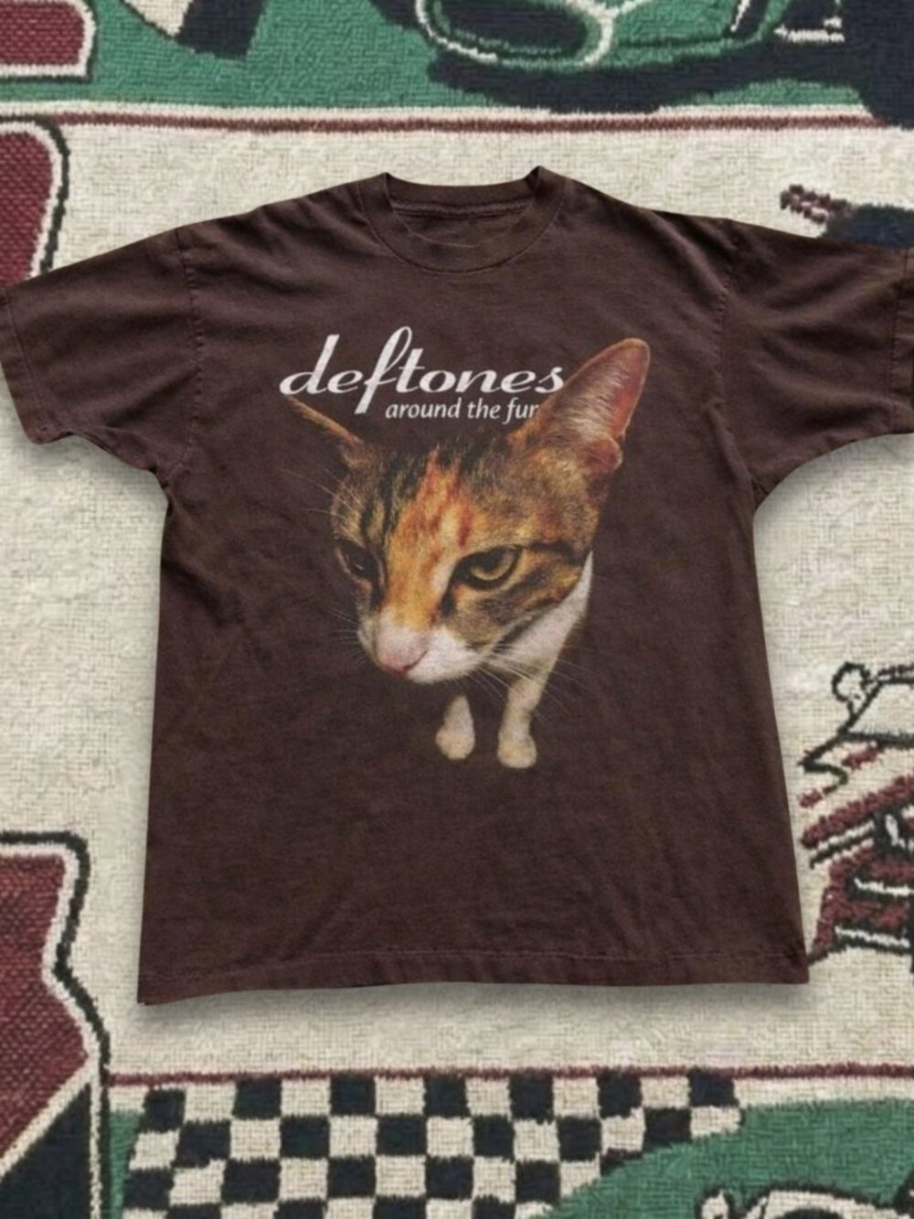 Deftones Around The Fur Vintage T-Shirt Cat Photo Graphic Brown Band Tee